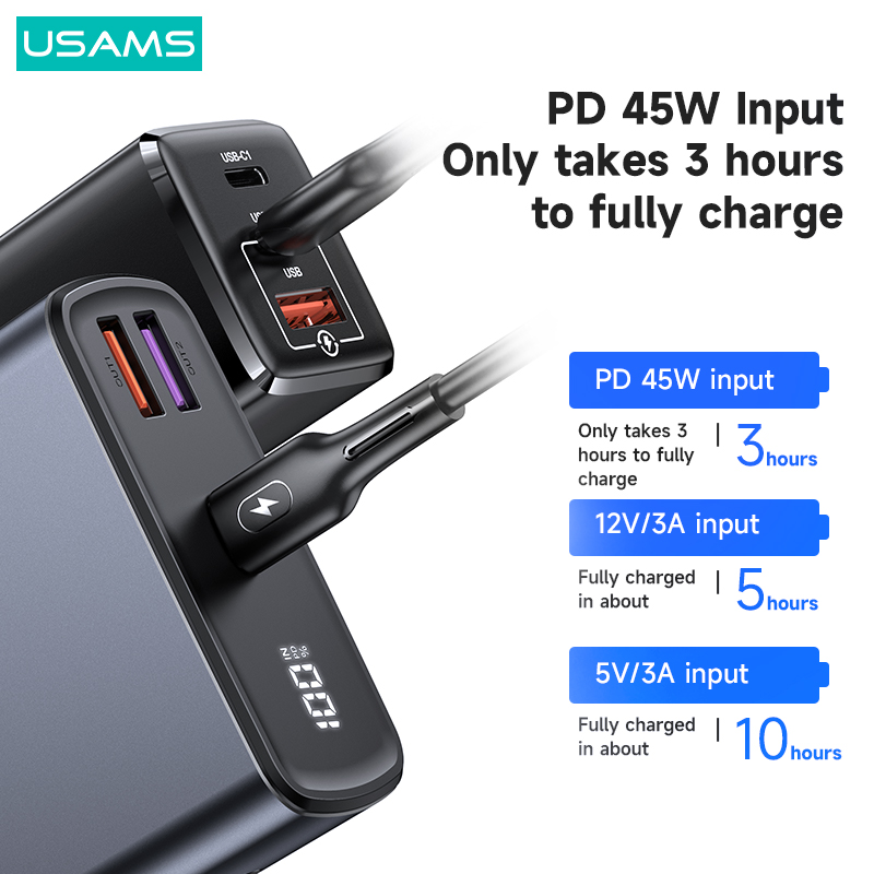 Usams Pd 65W Power Bank 30000Mah Qc Fcp Afc Snel Opladen Powerbank Voor Laptop Smartphone Tablet Schakelaar Draagbare externe Batterij