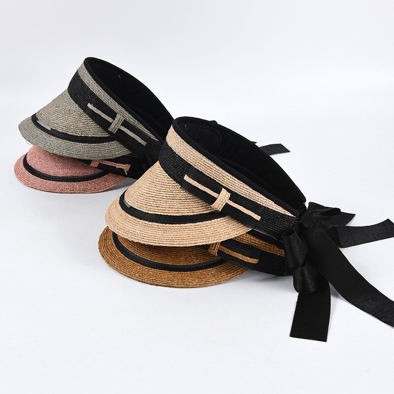 Uspop Raffia Zon Hoeden Zomer Hoeden Natuurlijke Raffia Stro Hoeden Vrouwen Strand Hoeden Zonneklep Caps