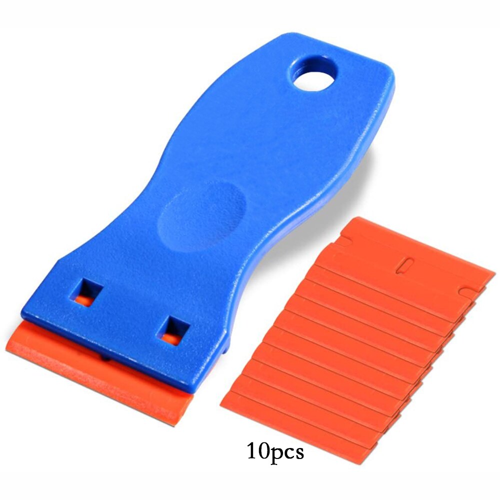 Plastic Razor Scraper With 10pcs Double Edged Plastic Blades For Removing Labels Ice Snow Stickers Decals On Glass Windows: Default Title