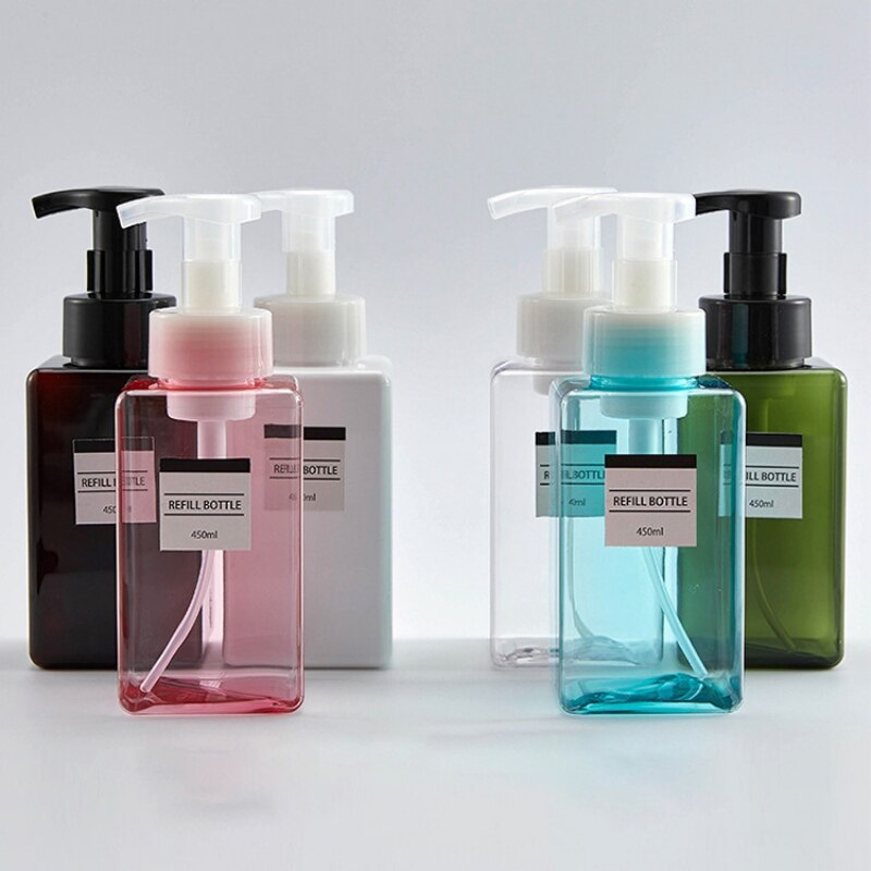 1Pcs Draagbare Schuim Fles Lege Clear Pomp Fles Lotion Shampoo Zeepdispenser Douchegel Hervulbare Flessen 250Ml 450ml