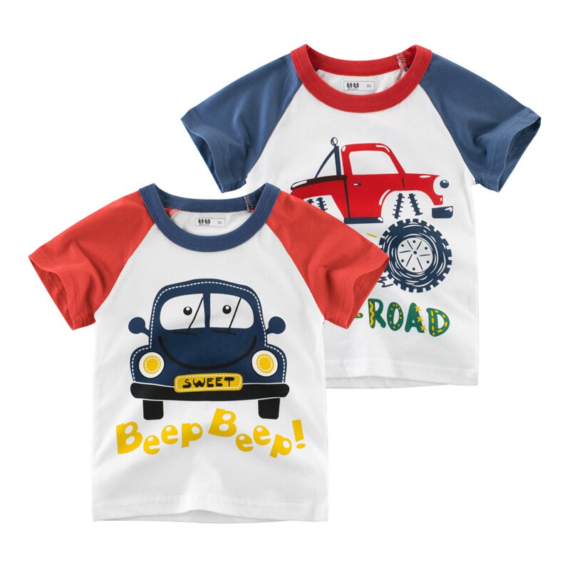 Cartoon Auto T-shirt Zomer Kids Korte Mouw T-shirt Wellkids Jongen Meisje 3-8 Jaar Oude Baby Kleding Dunne 100% katoen
