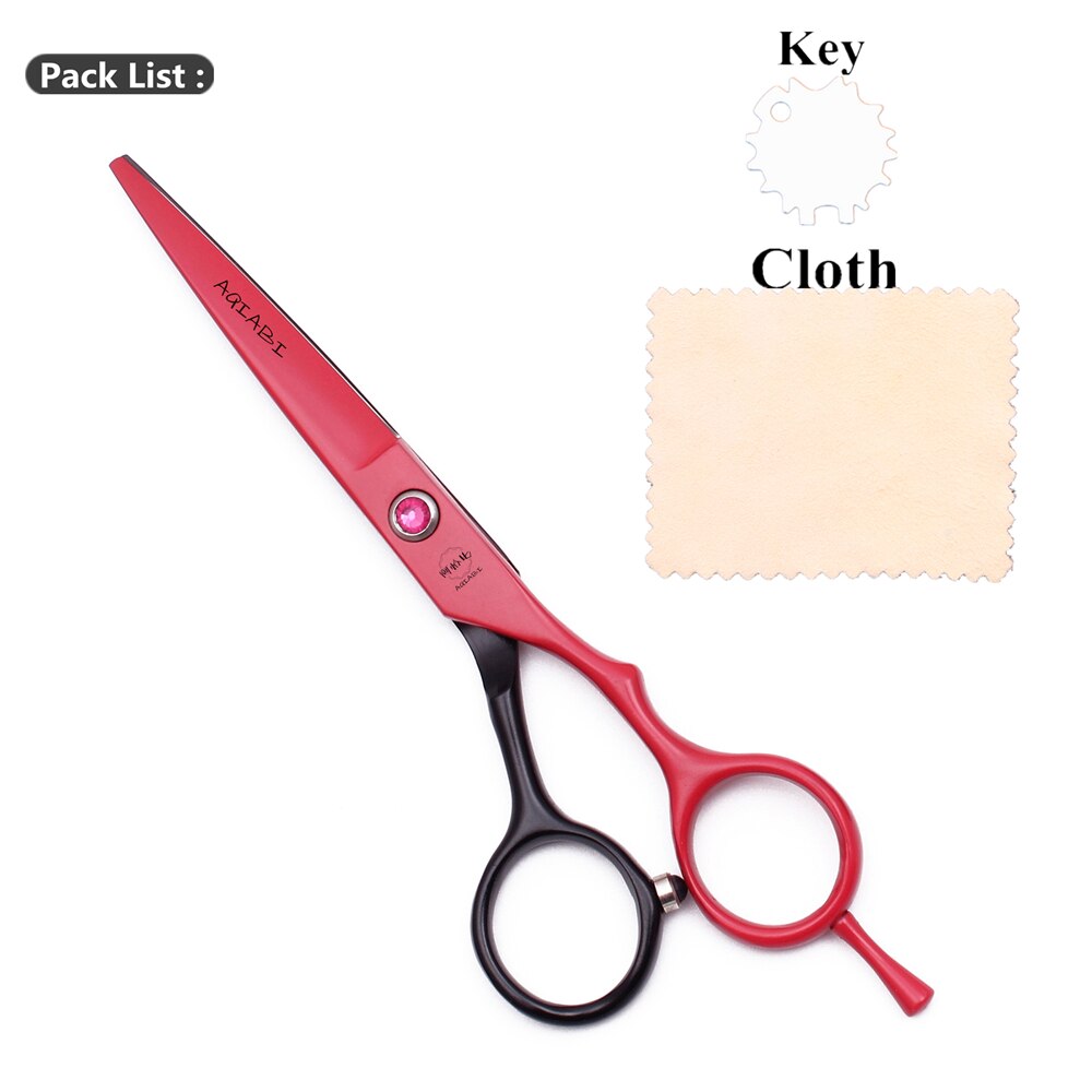 5.5" AQIABI Hair Cut Hairdressing Scissors 440C Thinning Scissors Barber Shears Hair Scissors A1013: A1013 Hong C 55N