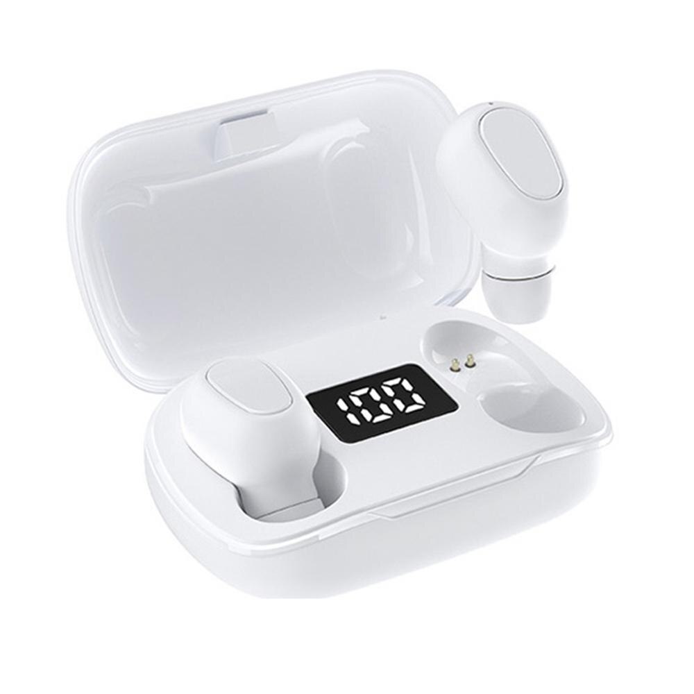 Draadloze Bluetooth Oordopjes In-Ear Hoofdtelefoon Met Digitale Display Opladen Doos IPX5 Waterdichte Sport Oortelefoon: WHITE