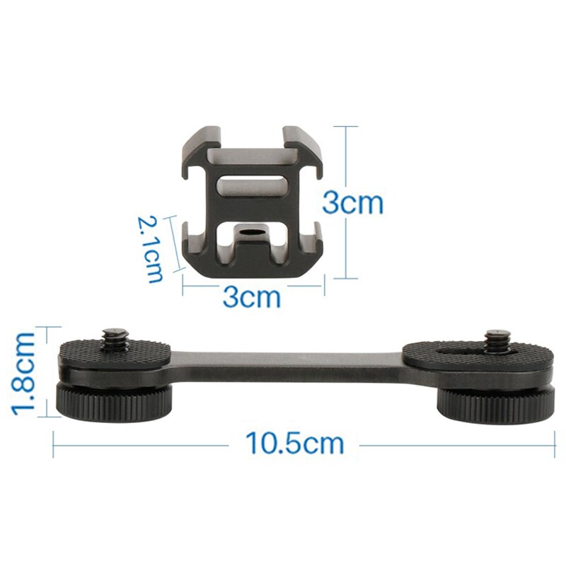 Soporte de micrófono de zapata Triple, adaptador 1/4, montaje de micrófono de luz de vídeo Compatible con estabilizador de cardán suave