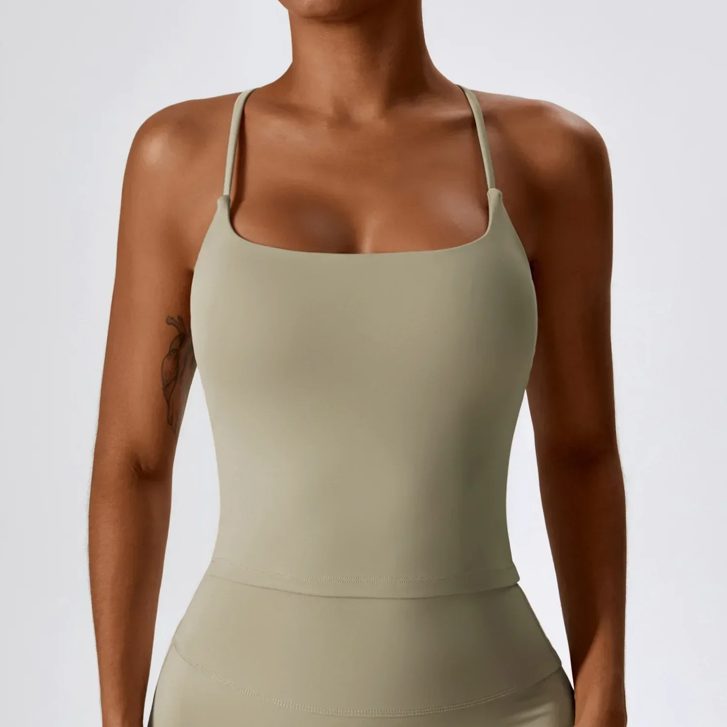 Yoga-bh's - Bare-Sensation Back Beauty Innerwear Ideaal voor sport en fitness: S / Olijf
