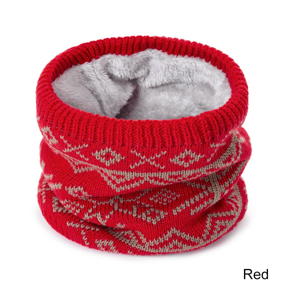 Winter warme sjaal voor vrouwen gebreide halsdoeken ringen pluche kinderen mannen kraag ring vrouwelijke foulard halsdoek: Rood