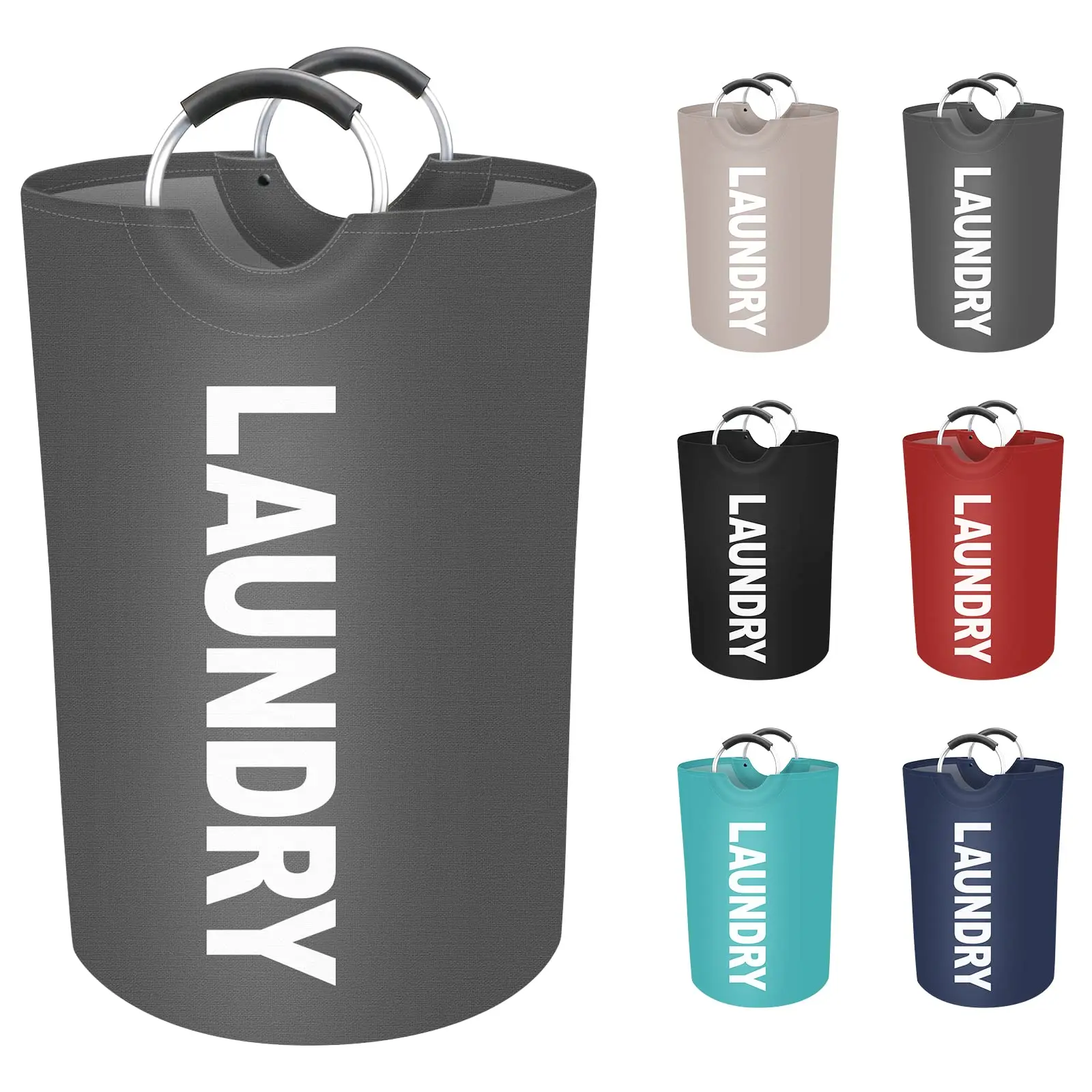 Grote Wasmand 115l Opvouwbare Waszak Met Comfortabele Handgreep Opvouwbare Wasmand Vuile Kleding Opbergbak: M / Dark Gray