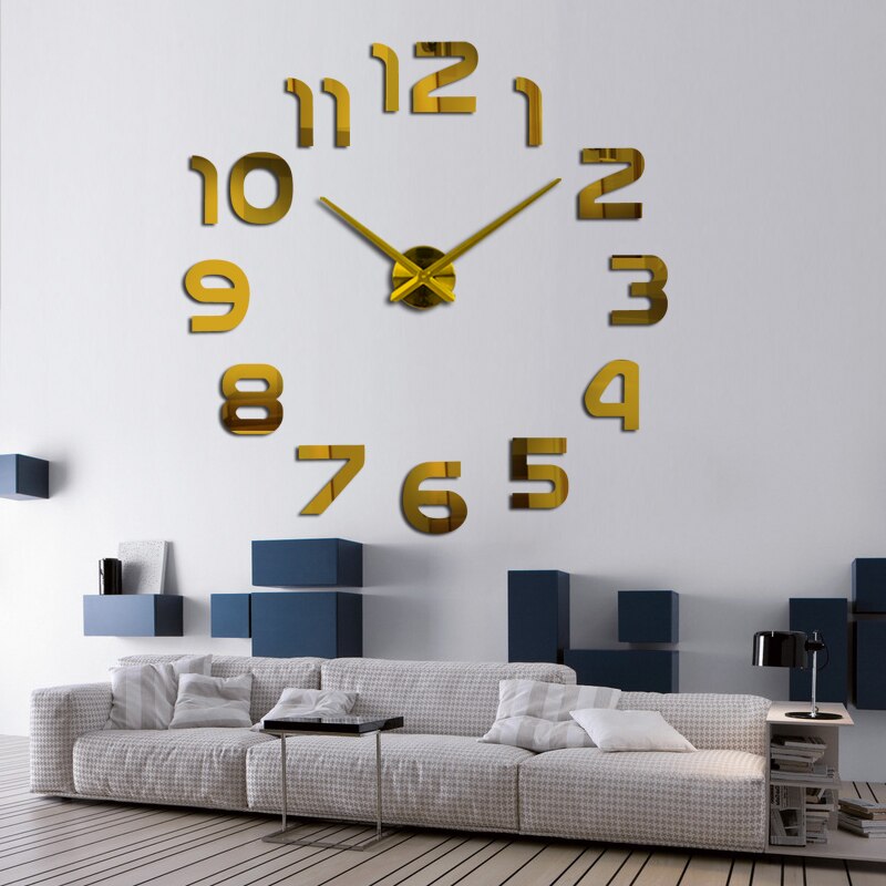 DIY 3D Wall Clock Acrylic Mirror Clock European Sticker Large Decoration On The Wall