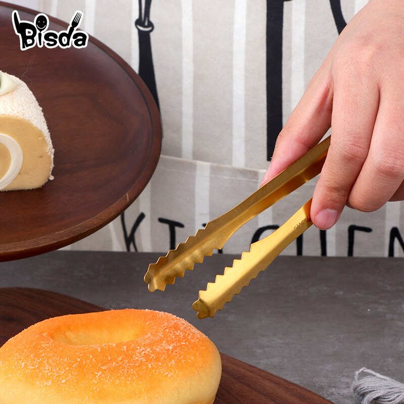 1Pc Fleisch Zangen Edelstahl Brot Clip Gold Geschirr Multi-funktion Eis Salat Tong Lebensmittel Server BBQ Grill Party Zubehör