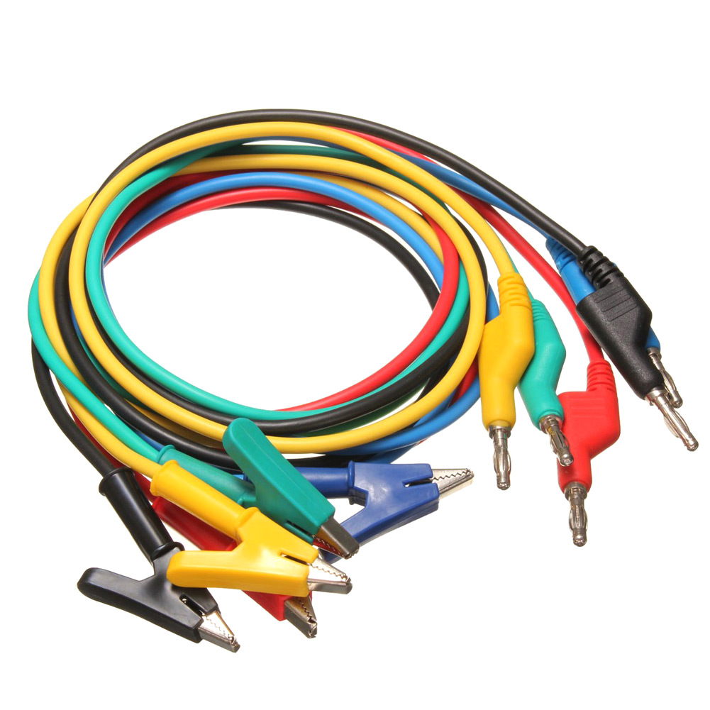 Cable de prueba de Banana de silicona, 5 uds., conector a sonda de pinza tipo caimán, Cable de plomo para Laboratorio Eléctrico, estilismo para coche