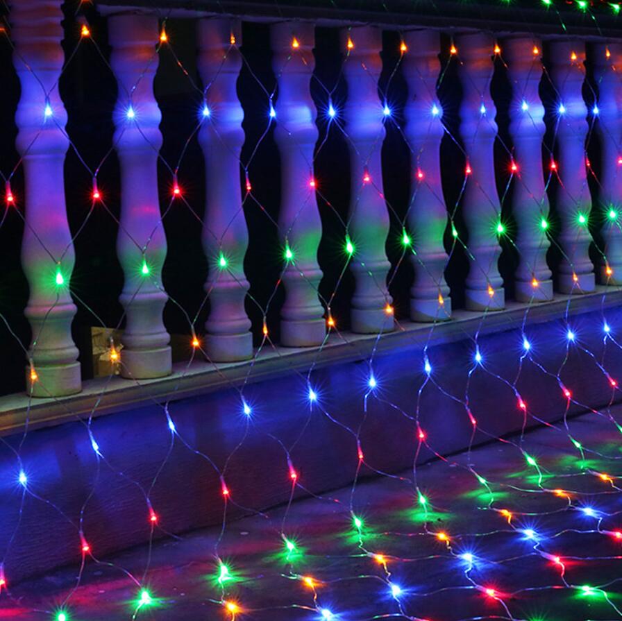 BEIAIDI 2x2M 3x2M 6x4M LED Net Mesh Fee String Licht Girlande fenster Vorhang Weihnachten Fee Licht Hochzeit Party Licht: Multicolor / 3X2M 200Leds
