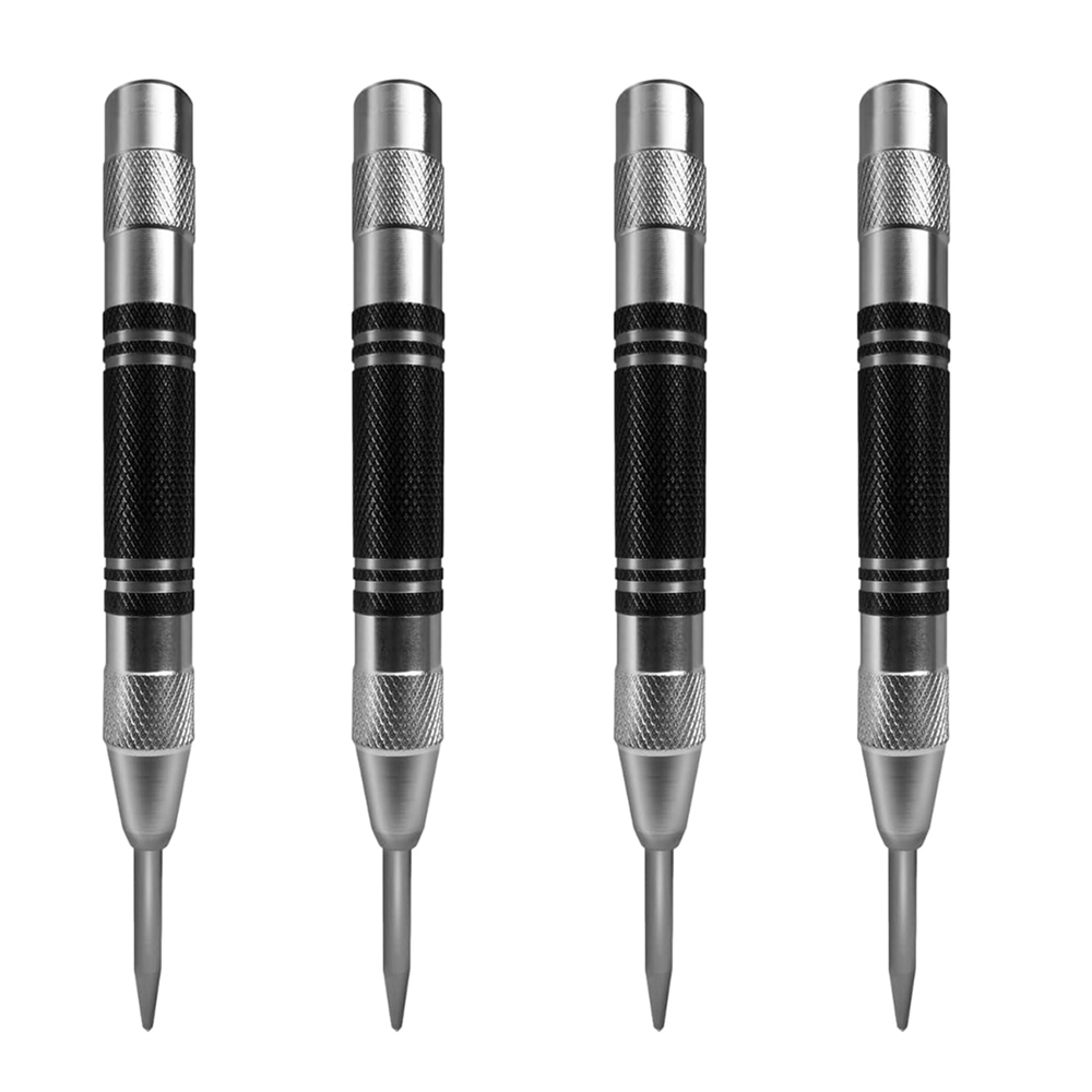 Punzón central automático, taladro de Metal para carpintería General, herramientas manuales de punzón automático con resorte ajustable para vidrio, Metal y madera: Negro