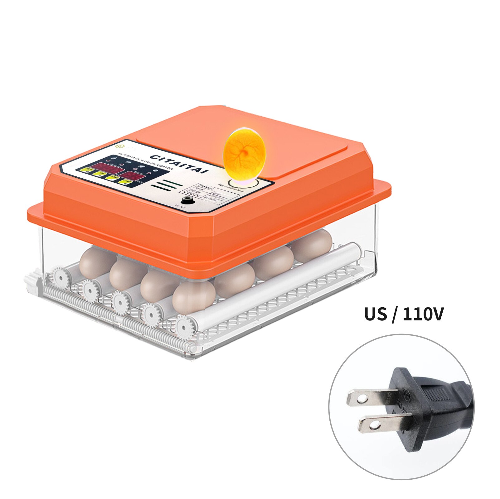 Egg rugemaskin rugekylling helautomatisk rugemaskin gård fugl vaktel gås klekkeri 16 egg rugemaskin fjærfe klekker turner: Oss -16 egg-oransje