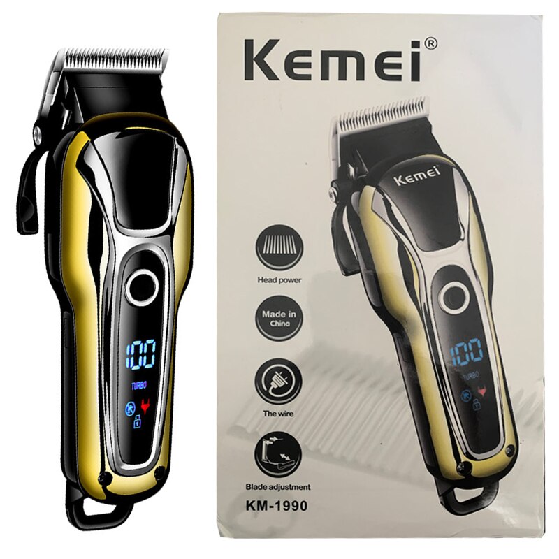 0.5-1mm Adjust-blade Clipper Kemel Machines for Barber Kmei Pro Cutter Kemey Rasor Beard Razor Kamei Whiskers Shaver LED Trimmer: with retail box / US Plug