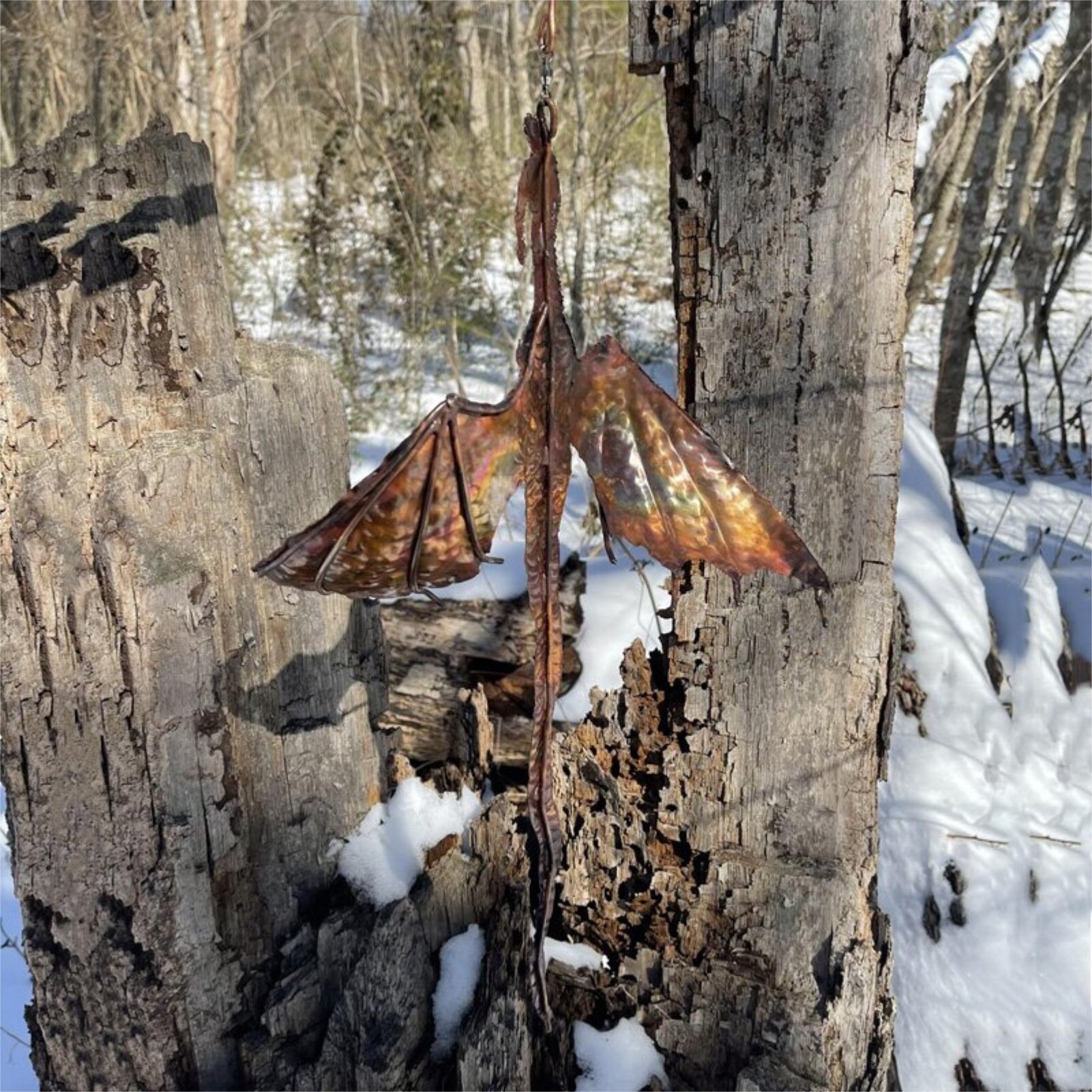 Interesting Bat And Dragon Shape Iron Wind Chimes Sculpture Of Art Garden Crafts And Outdoor Decorations Amazing Artist