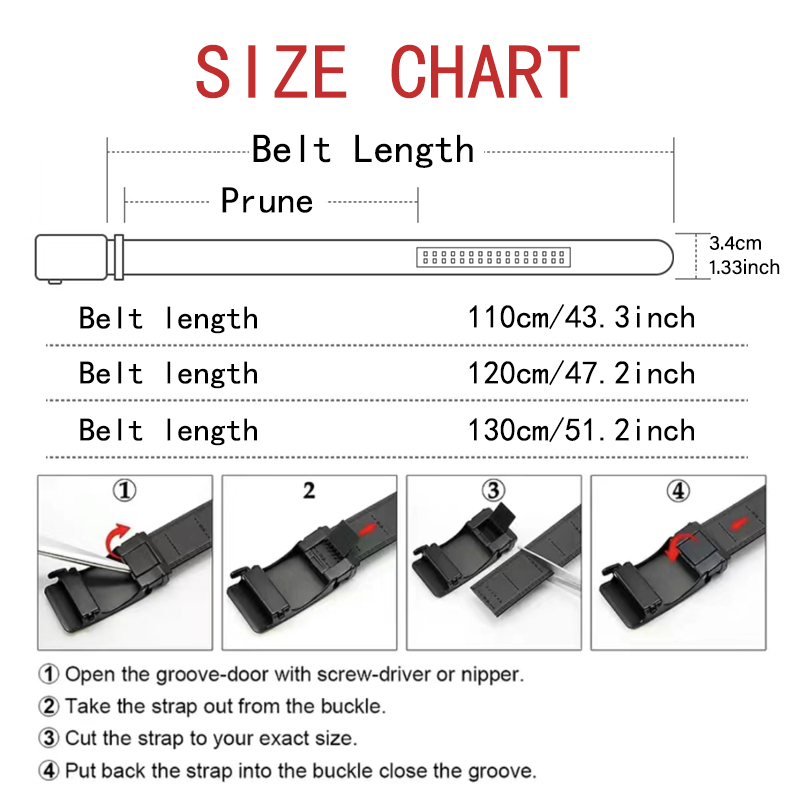Men's High Belt 110cm 120cm 130cm Luxury Belt, Black Men's Automatic Buckle Jeans Men's Belt Suit Belt