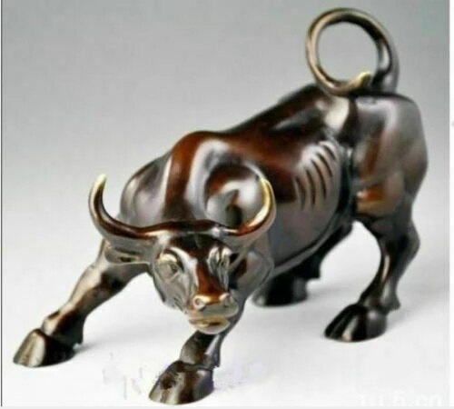 Big Wall Street Bronze Fierce Bull OX Statue: 12cm