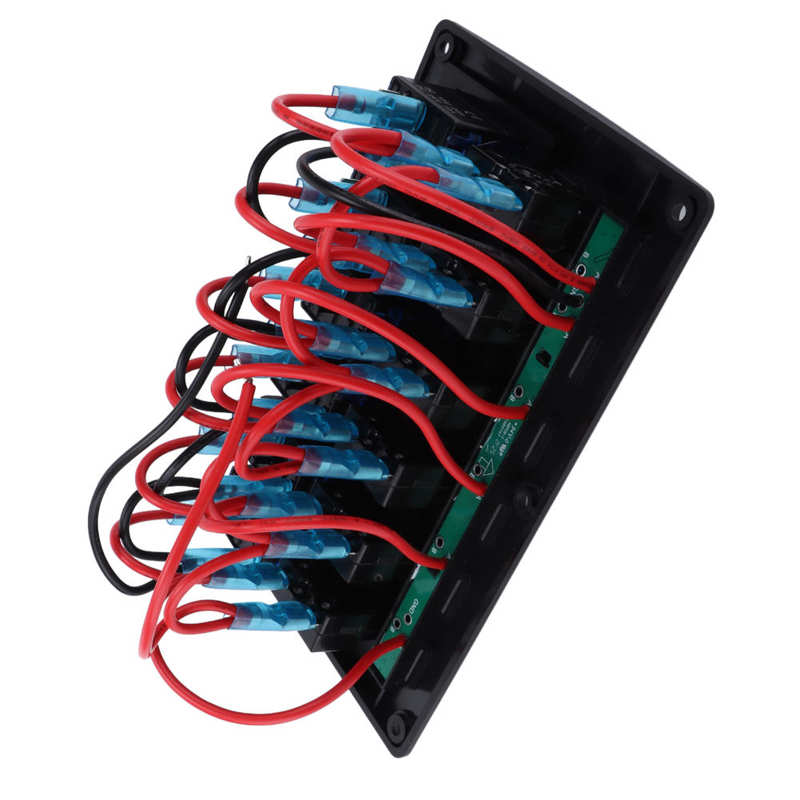 6 Gangs Rocker Switch Panel Blue Light Car Toggle Switch Panel for Trucks for Boats for SUVs