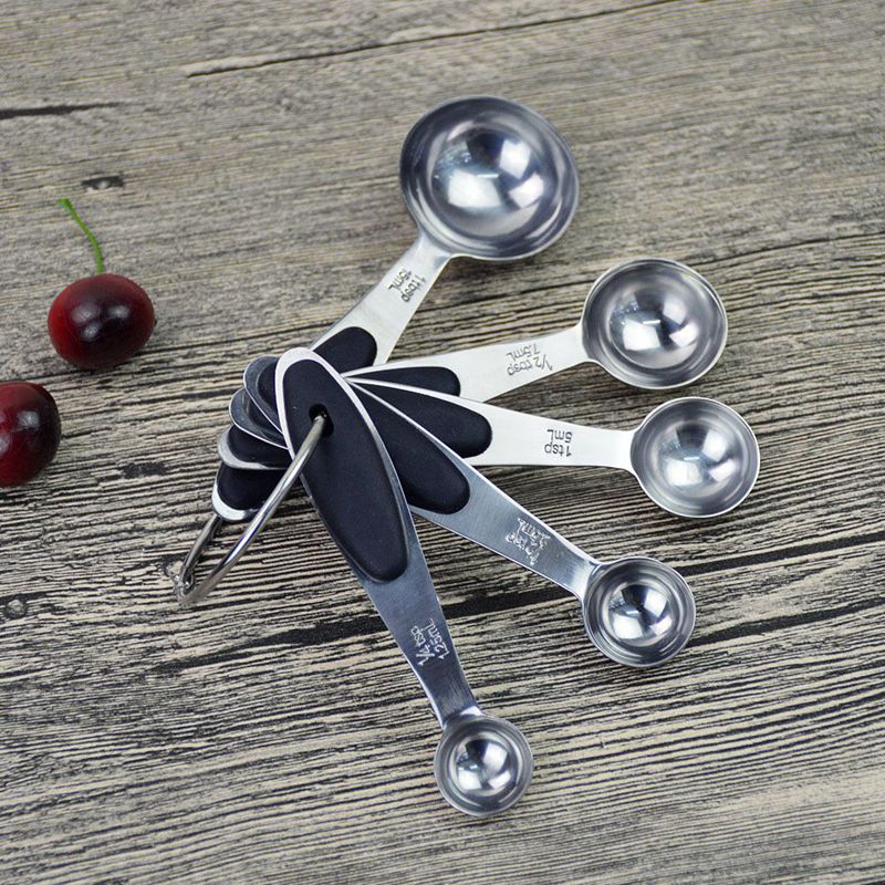 10 PCS Grade Spoons Set and Stainless Steel Measuring Cups with Soft Silicone Handles for Easy Grip