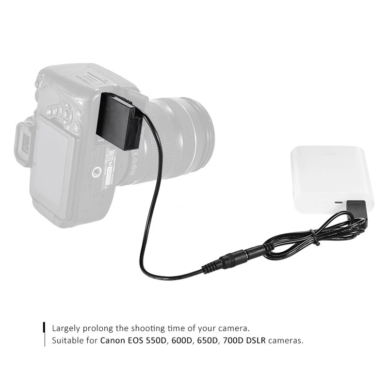 DR-E8 batterie factice avec batterie externe cc câble adaptateur USB remplacement pour LP-E8 pour Canon EOS 550D 600D 650D DSLR appareils photo