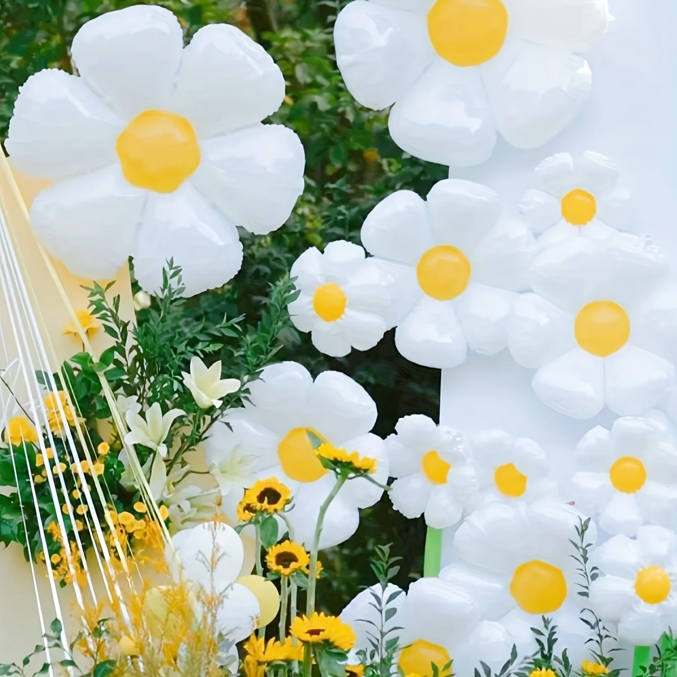 1/10 Stuks Daisy Ballon Enorme Witte Bloem Aluminiumfolie Ballonnen voor Verjaardag Baby Douche Bruiloft Daisy Party Decoraties benodigdheden