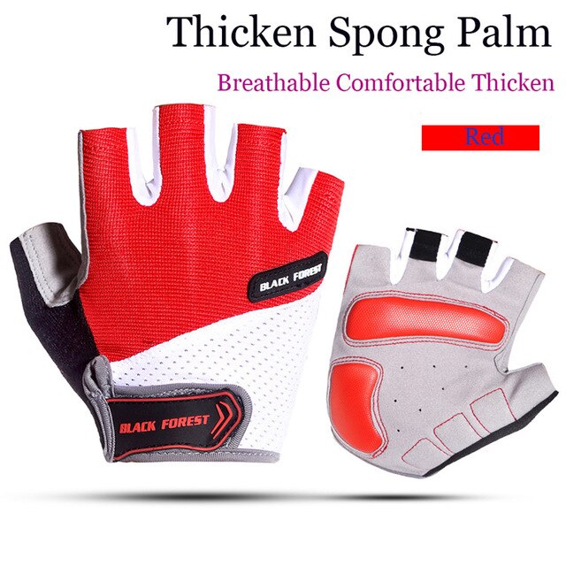 Guantes antideslizantes de medio dedo para levantamiento de pesas y fitness, guantes para ciclismo al aire libre, guantes para bicicleta de montaña, guantes para andar en bicicleta: Red / M