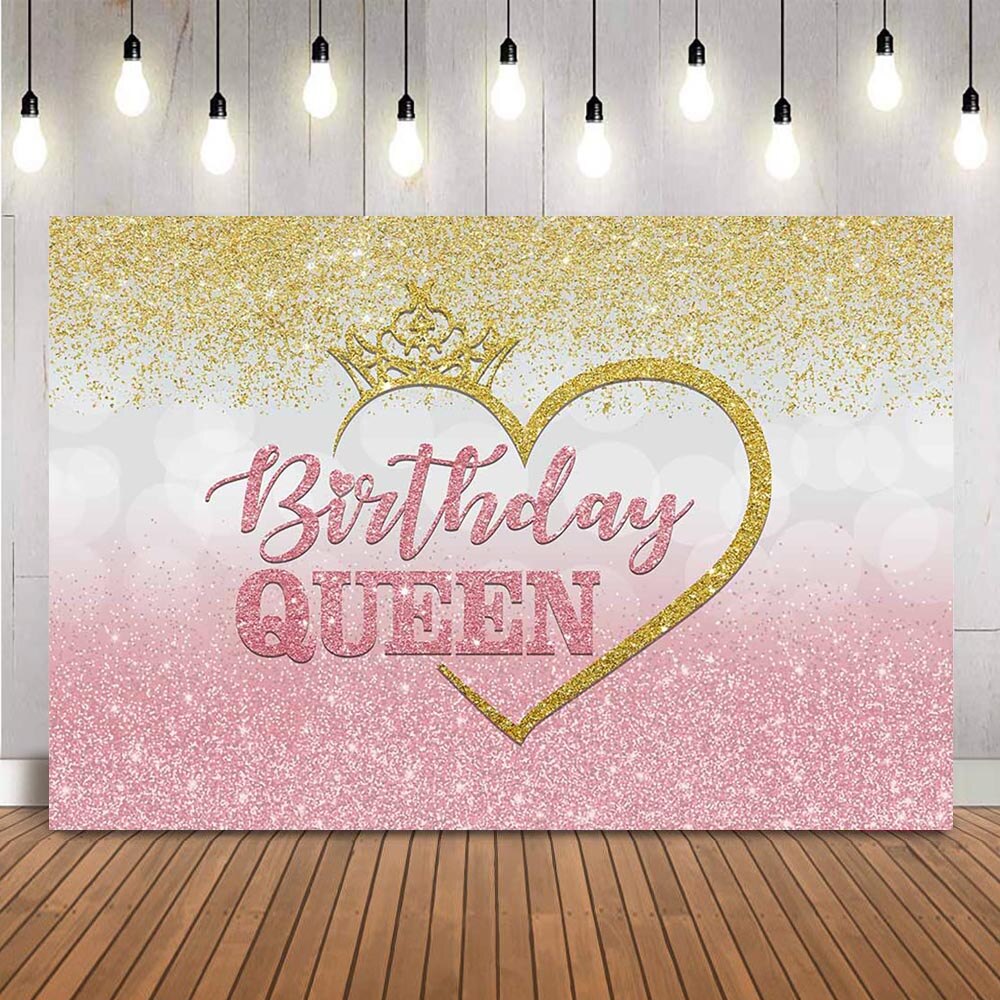 Arrière-plan de la reine de joyeux anniversaire, arrière-plan de Photo à pois or et Rose, accessoires de studio photo pour filles et femmes