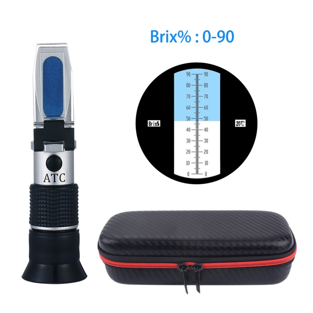 Refractómetro portátil para brix, Refractómetro con contenido de azúcar de miel, herramienta de medición específica, 0-90%