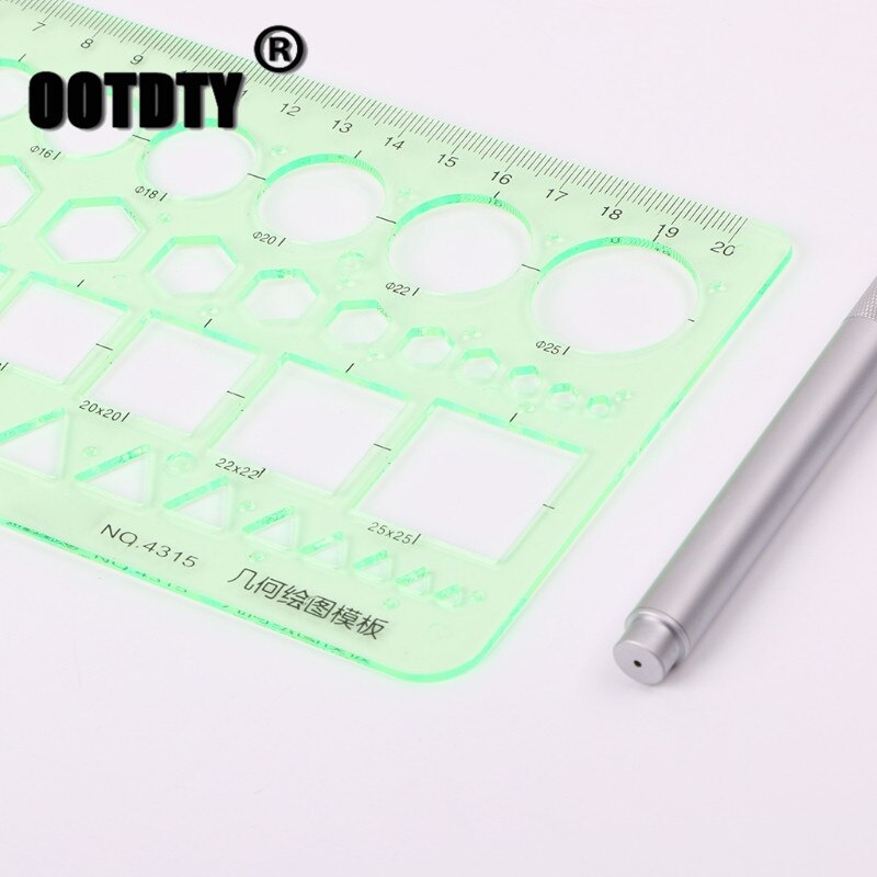 Geometrische Plastic Circles Squares Hexagons Driehoek plantillas letras Sjabloon Heerser Tekening Tool