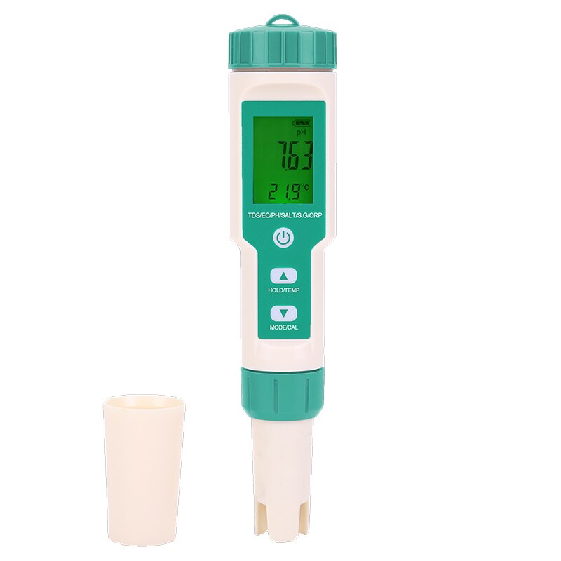 Water Monitor Tester for Hydroponics/Aquariums/Pools/Drinking Water Digital pH Meter with PH/TDS/EC/ORP/SG/Salinity/Temp