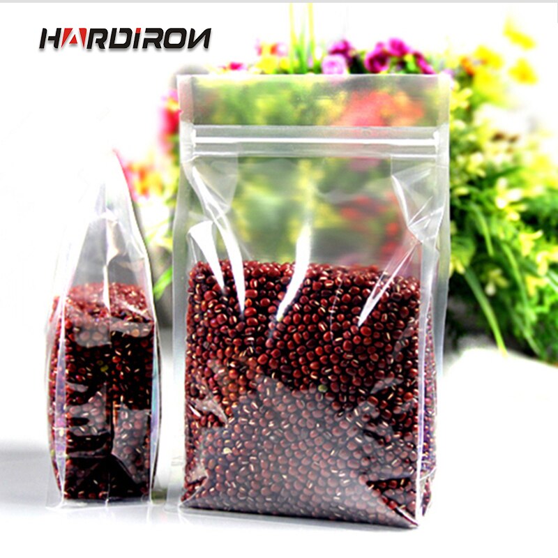 50PCS Thick Clear big buttom Plastic Packaging Grains Spices Pouches Small Zip Lock Stand Plastic Pack Food Storage Kitchen Bag