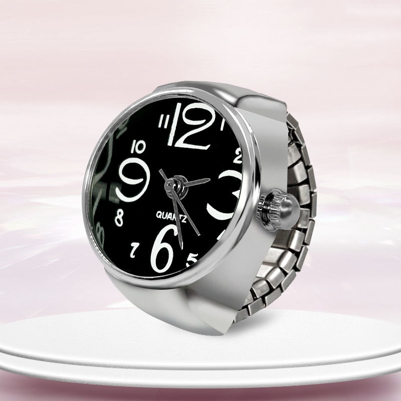Neue Ringuhr Kreative Rundes Zifferblatt Legierung Hülse Finger Paar Männer Und Frauen