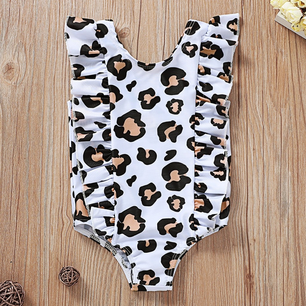 Babys Summer Clothes Kids Girls Summer Cartoon Leopard Printed Bikini One Piece Swimwear Swimsuit 2pcs Toddler Bathing Suit