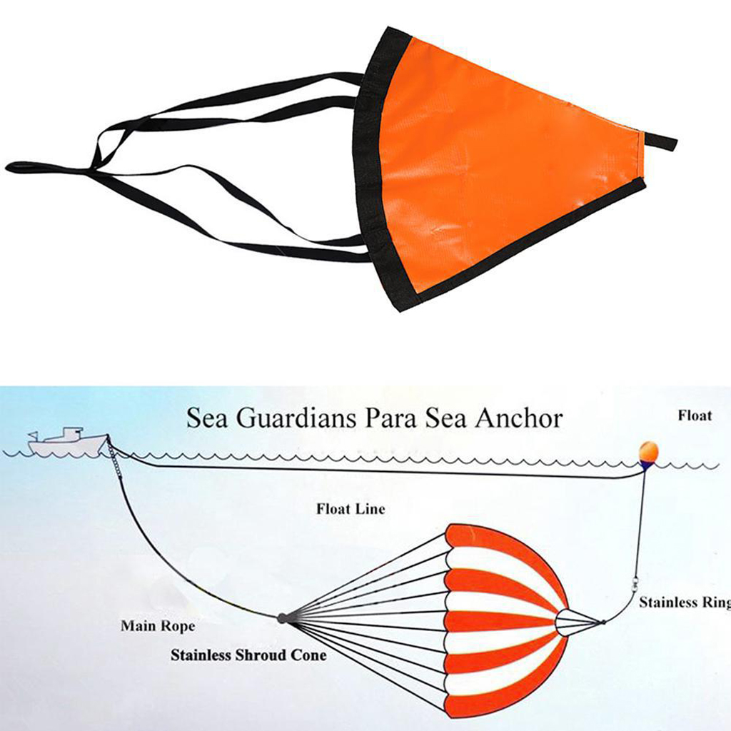 Ancre de mer frein à dérive, avec corde de 24 pouces 60cm pour bateau 21 pieds/6.2m