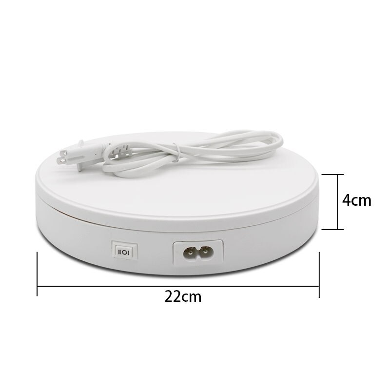 22*22*4Cm Elektrische Draaitafel 360 ° Rotatie Bijna Geruisloze Roterende Tafel Horloge Sieraden Multifunctionele Roterende Display tafel: EU plug White