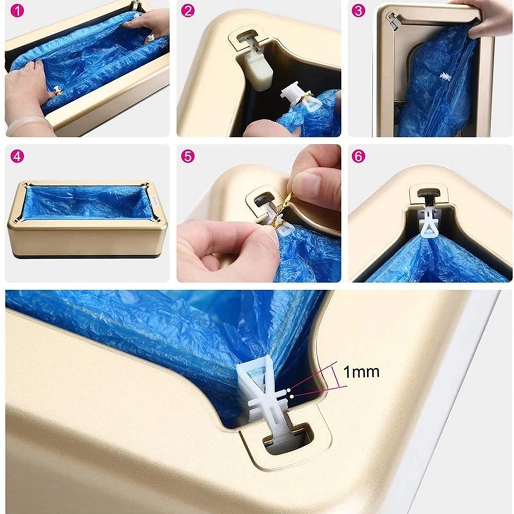 100pcs Special Blue Plastic Shoe Cover Dispenser Automatic Shoes Cover Household Stepping Disposable Shoe Film Covers