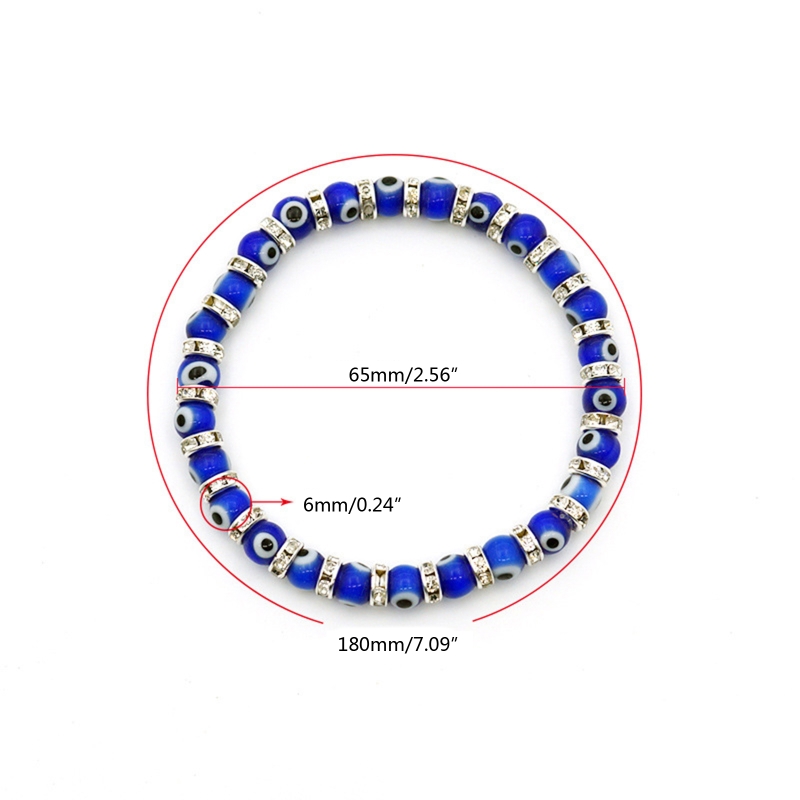 Branello di vetro turco buona fortuna protezione malocchio braccialetto elasticizzato per donna per Teen Rondelle distanziatore di cristallo impilabile