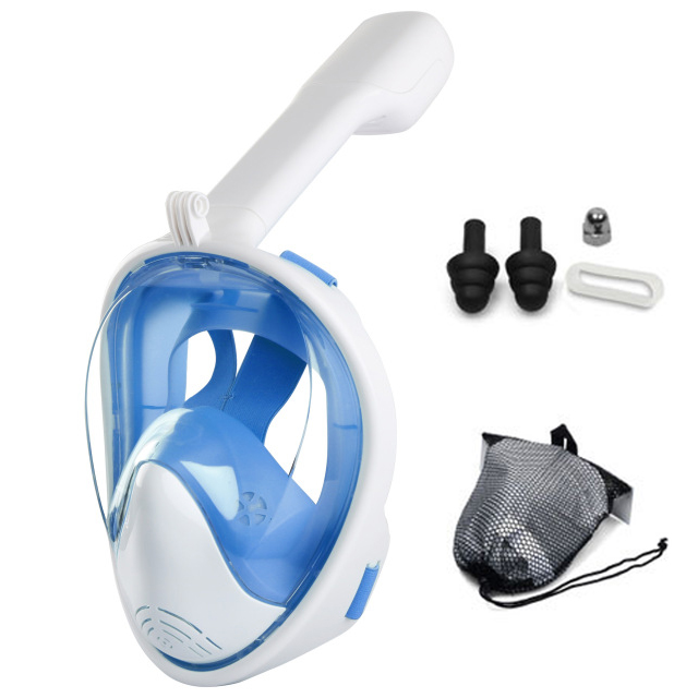 Diving mask full face underwater snorkeling mask snorkeling equipment snorkeling is used for buccal swimming snorkeling mask: Blue / L/XL