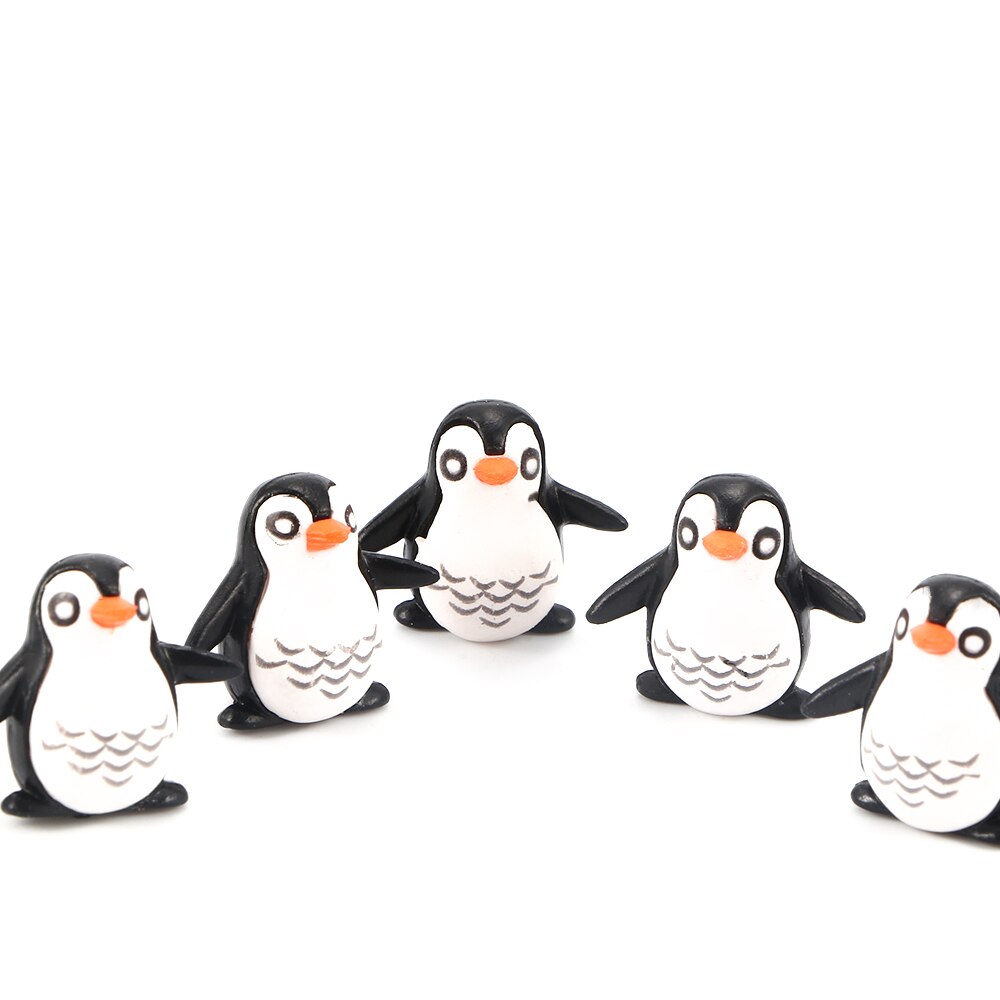 5pcs/lot Mini Resin Penguin Model Practical Jokes Toy Decoration Children Birthday Toy