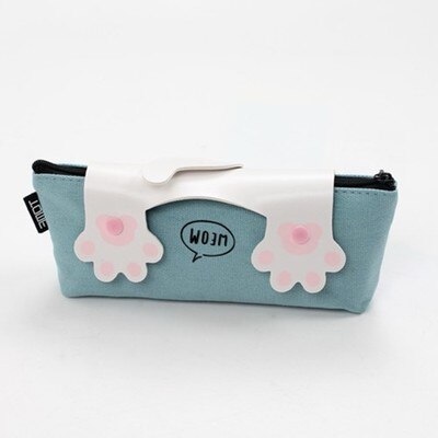 Estuche de lápices Kawaii de lona con almohadilla de gato, Estuches escolares grandes con cremallera, caja de lápices estuche, artículos para la mochila del colegio, papelería, 1 Uds.: LanSe