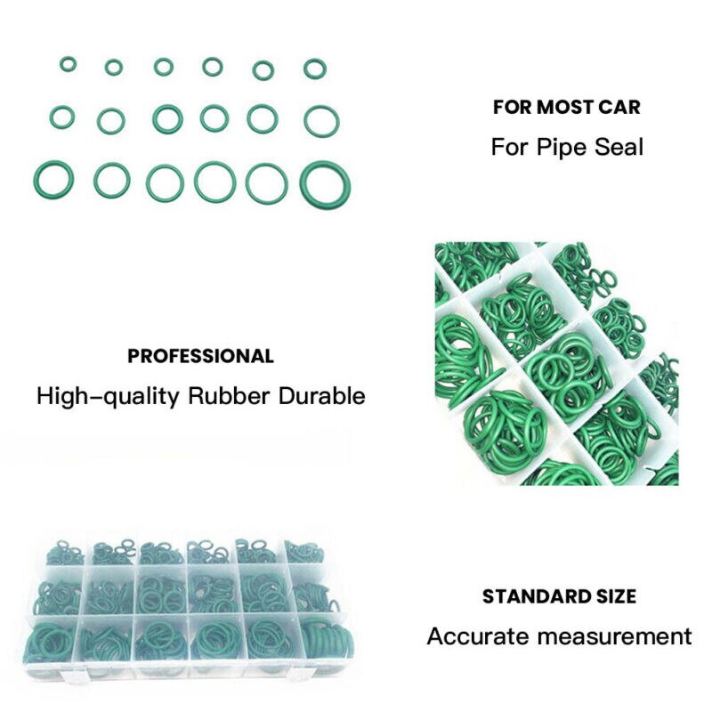 Kit de arruelas de borracha para carro, 530 peças, conjunto de vedação, sistema hnbr a/c, ar condicionado verde, conjunto de anéis de refrigerante