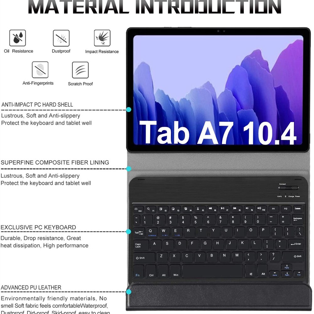 Suitable for Samsung Galaxy Tab A7 10.4-inch keyboard case synthetic leather stand function removable wireless keyboard