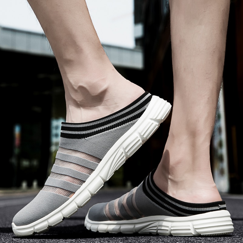 Chaussures d'été hommes sandales sans lacet plage pantoufles hommes baskets sabots hommes maille respirant Sandalias Zapatos Hombre taille 44