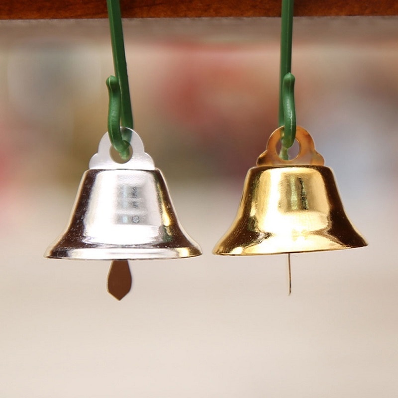 10 stks/partij Rvs Bells Kerst Jaar Kerstboom Decoraties Hangers Kleine Mini Bell Ornament Goud/Zilver Leuke