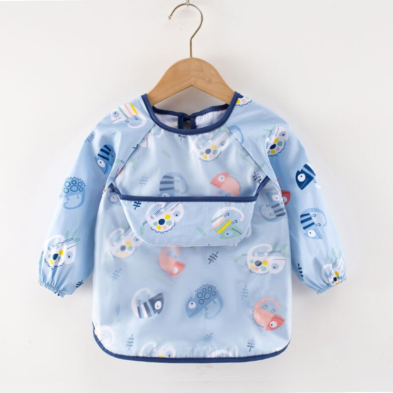Baby Kids Toddler Long Sleeve Scarf Waterproof Art Smock Feeding Bib Apron Pocket Infant Boys Girls Burp Cloth Bandana Bibs: 3