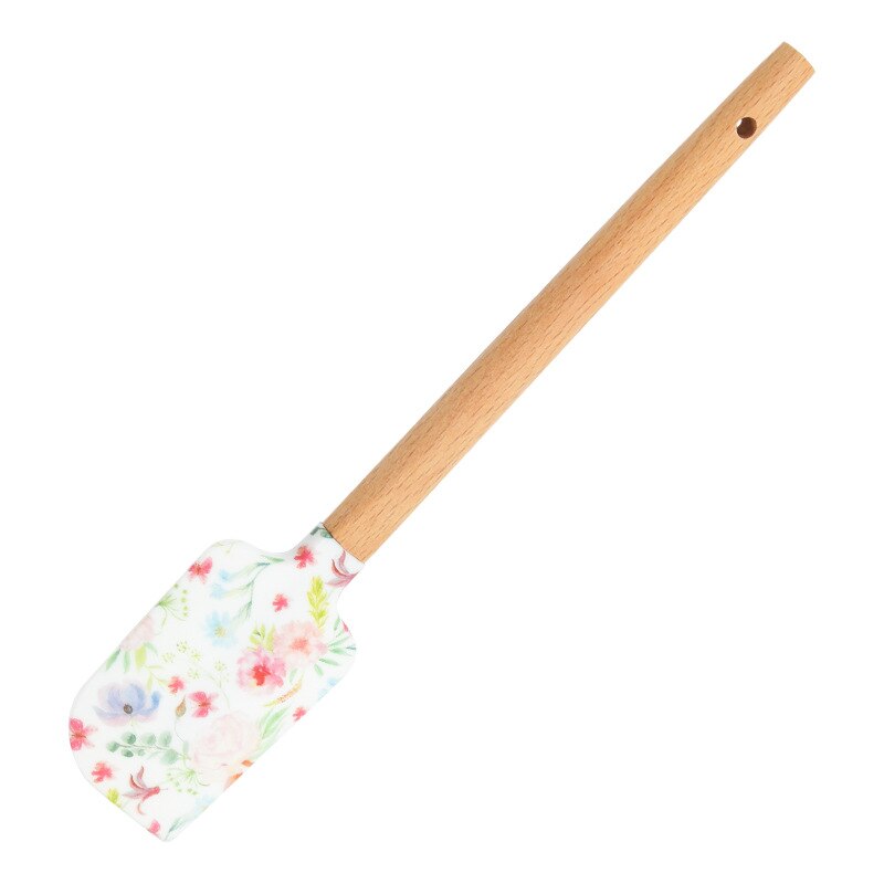 Silicone Cake Cream Spatula Butter Cake Bread Spatula Wooden Handle Cake Scraper Edge Smoother Decorating Kitchen Accessories: E