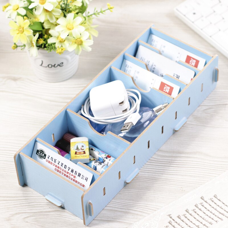 Pen Holder Box Case desk organizer Home Desk Stationery Decor Office School Desk Accessories Supplies Card case: blue