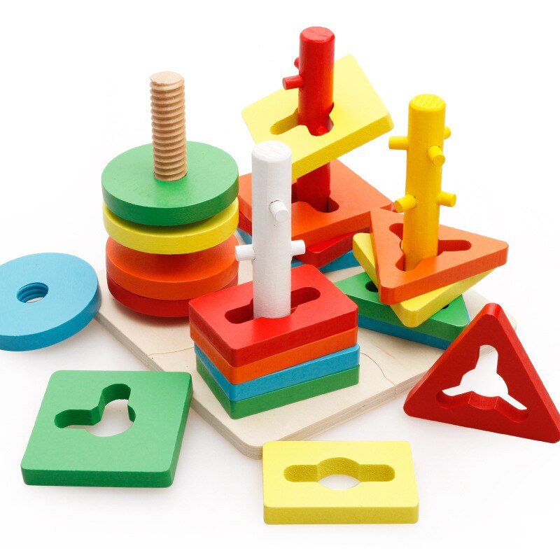 Qwz Montessori Houten Speelgoed Childhood Leren Speelgoed Kinderen Kids Baby Kleurrijke Houten Blokken Verlichting Educatief Speelgoed: 13