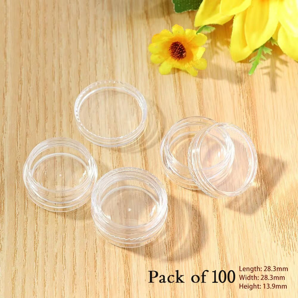 50 stks/set Transparante Plastic Sieraden Kraal Opbergdoos Kleine Bodem Ronde Container Potten Make Up Organizer Opbergdozen: WHITE