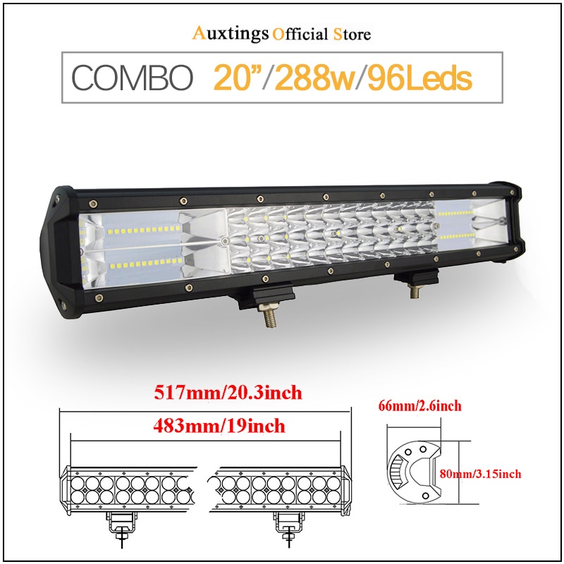 Auxtings 5 " 14 " 2 " 17 " 20 & 23 ; & #39 #39 3- riviä led-valopalkki maastoajoon led-palkki yhdistelmäkeila led-työvalopalkki kuorma-autoon, katumaasturiin, mönkijään 4 x 4 4wd 12v 24v